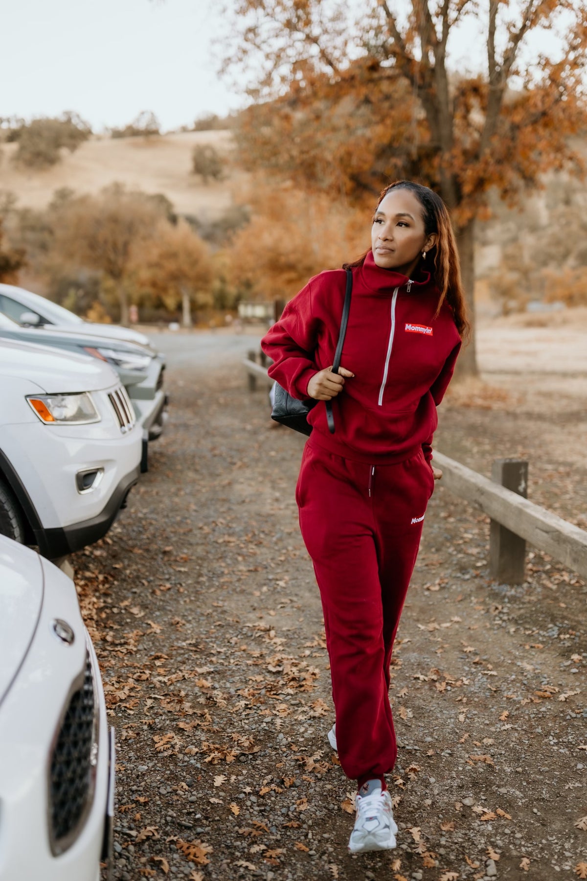 Supreme Mommyin’ Half Zip Up Sweatsuit - Bordeaux