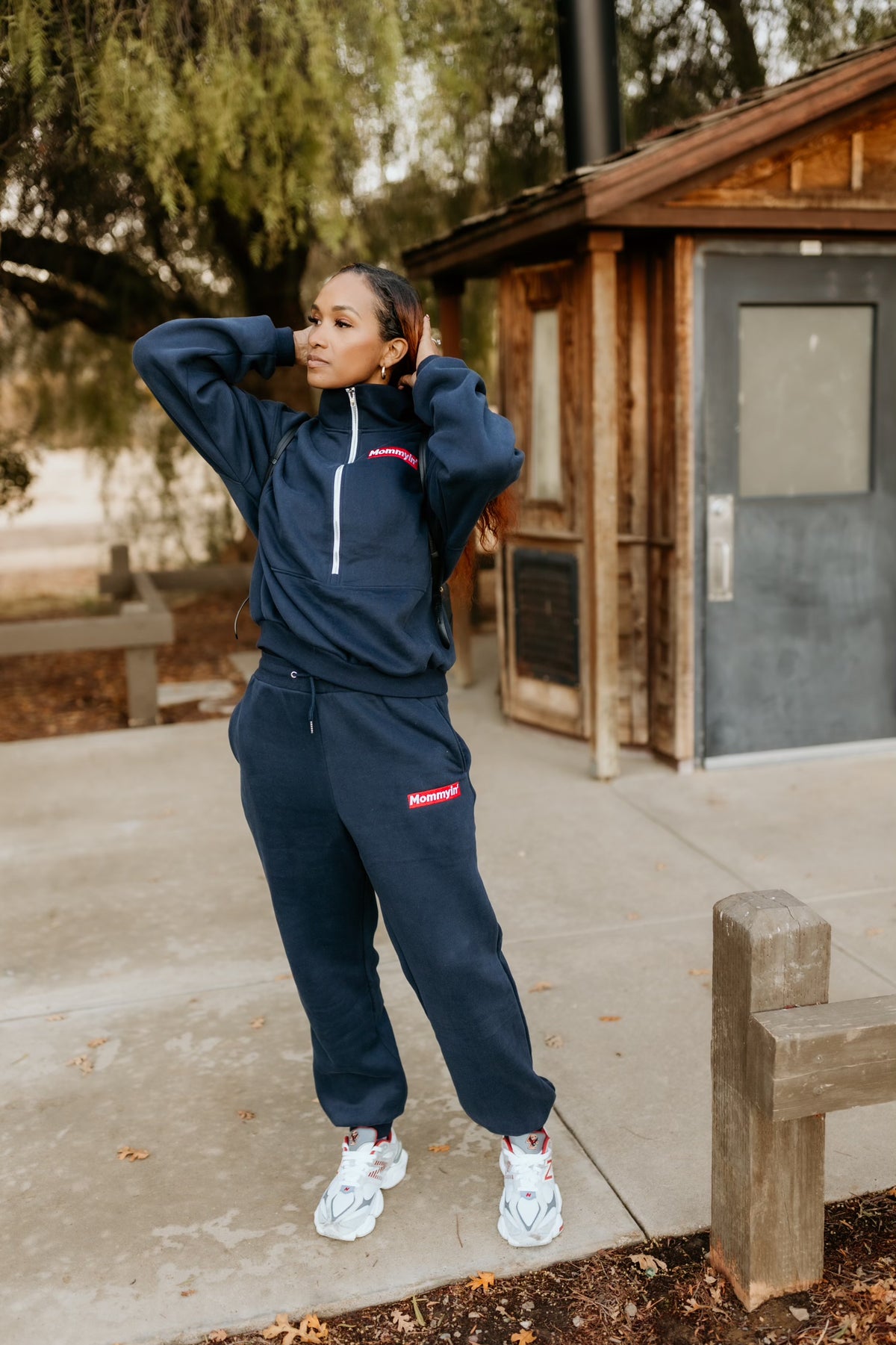 Supreme Mommyin’ Half Zip Sweatsuit - Navy