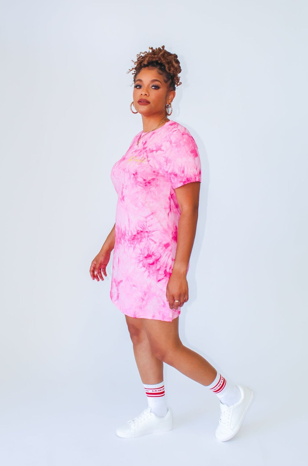 That Mama Tie Dye T Shirt Dress Neon Pink